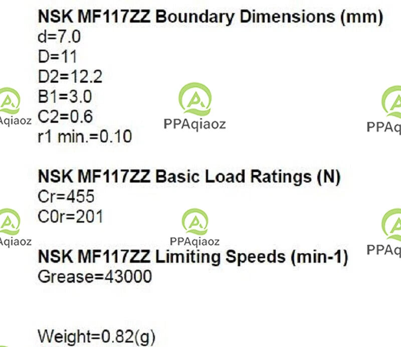 10PCS NSK MF117ZZ Deep Groove Ball Bearings 7x11x3mm #P