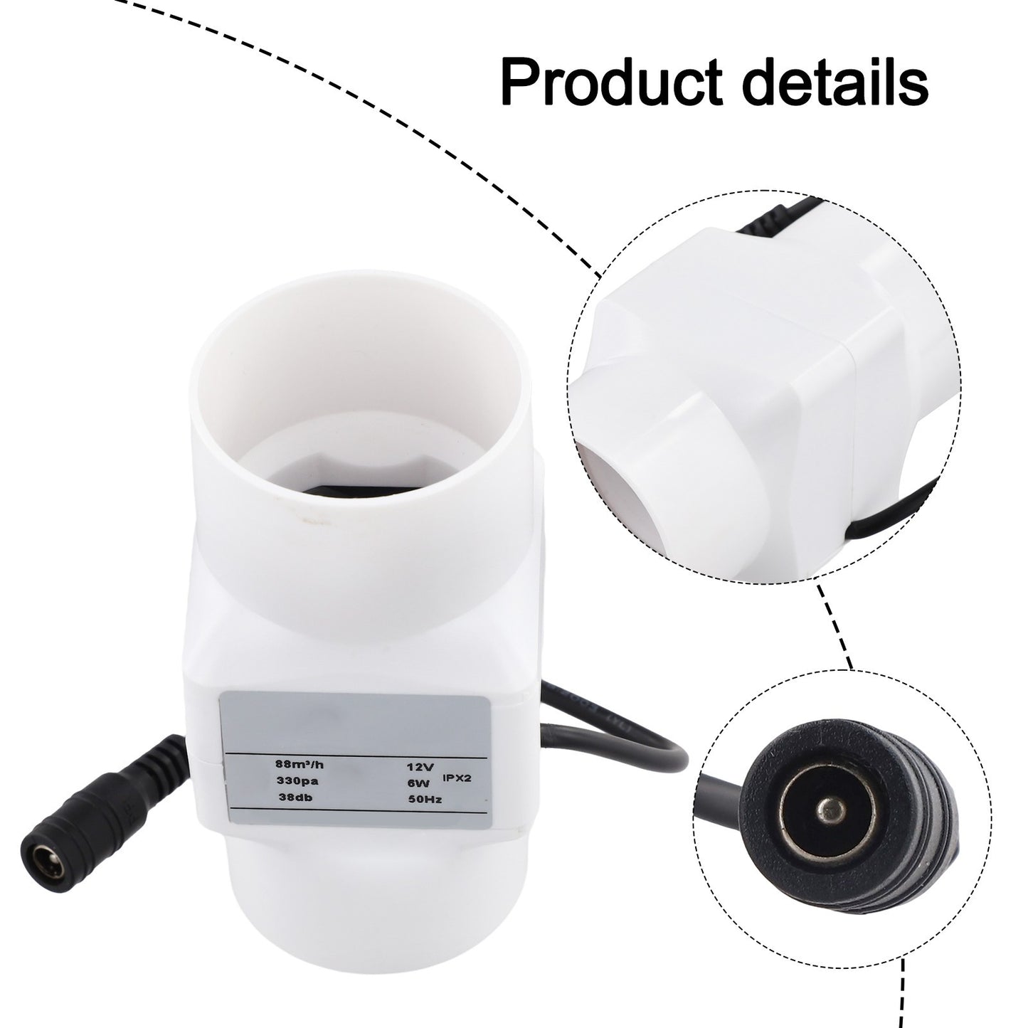12V Duct Fan Inline Exhaust Fan 6W Low Noise 38dB 50mm Air Blower for Home Use