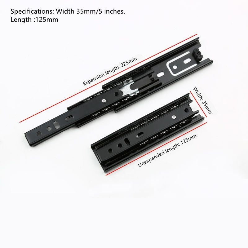 1Pc Drawer Short Slide Fold 3Section Ball Guide Rail Track 35mm 45m 4 to 8Inches