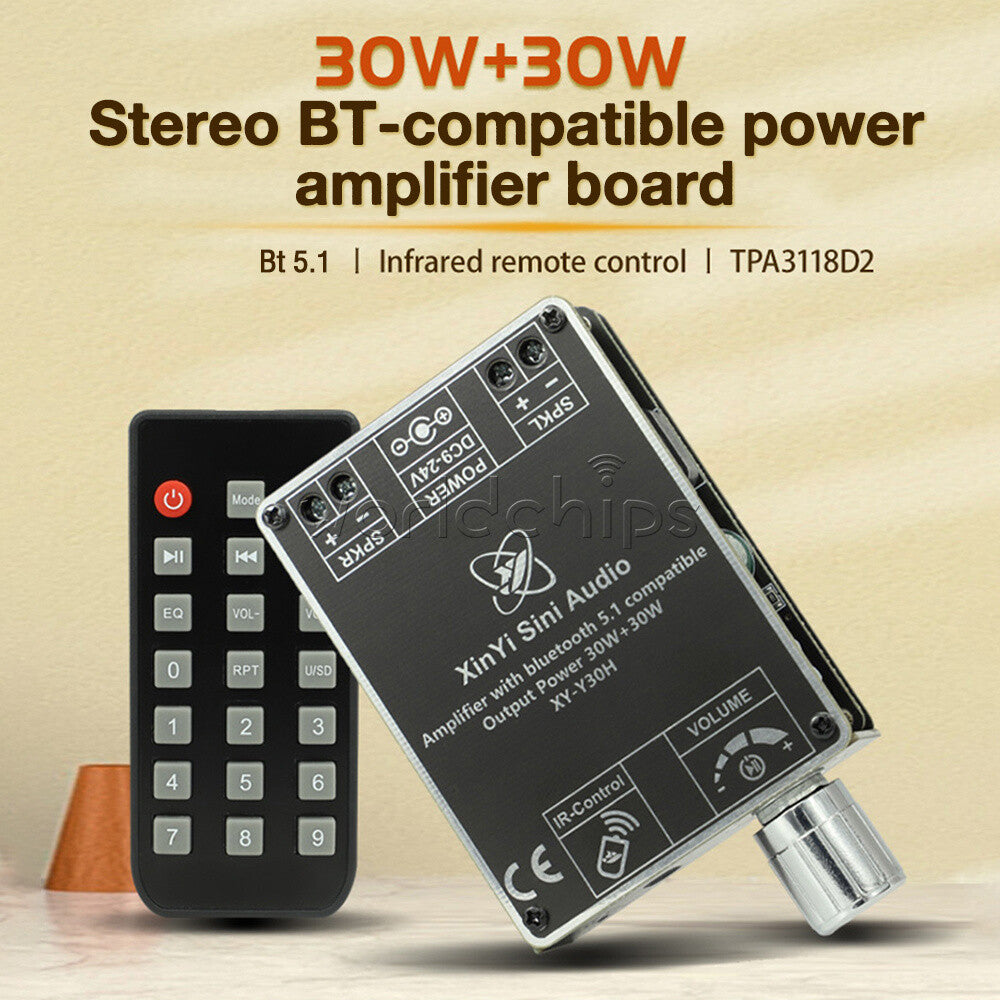 TPA3118 HI-FI Stereo Bluetooth Digital Power Amplifier Board With Remote Control