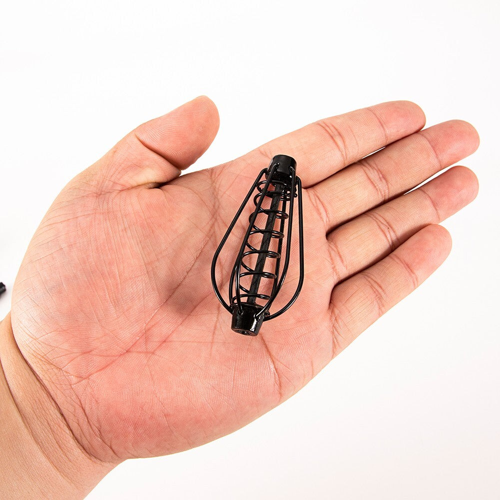 Carp Fishing Feeder 4 Sizes Bait Cage Black Spring Sinker Swim Feeders 10pcs