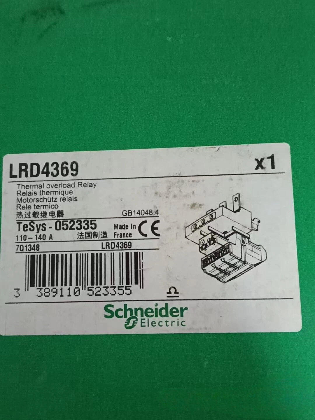 1PCS LRD4369  Schneider Thermal Overload Relay LRD4369 110-140A #P