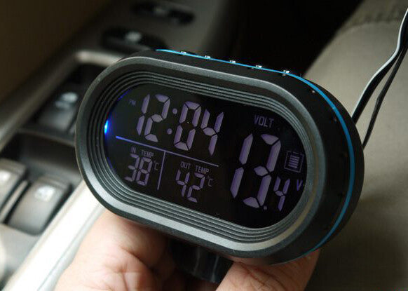 3in1 Car Digital LED Clock Voltmeter Thermometer 12V-24V Battery Voltage Monitor