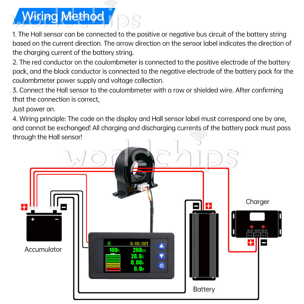 H56AH LCD Digital Hall-Coulomb Meter Voltage Current Power Meter Display 0-400A