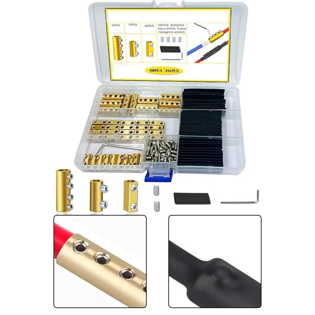 40 Sets Electrical Wire Connector Kit 20A 60A 80A with Heat Shrink Tubing