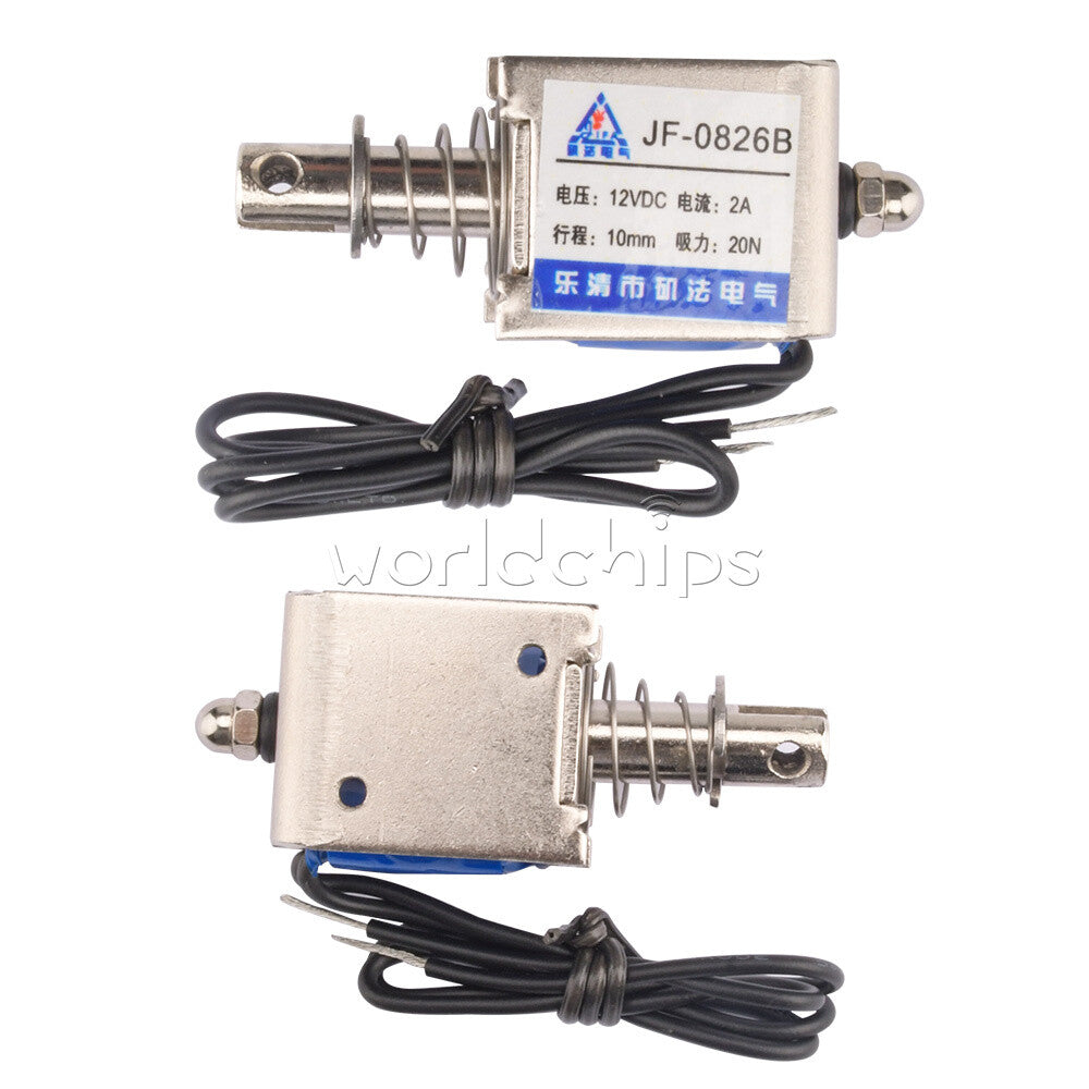 10PC 12V JF-0826B Reset10mm 20N Push Pull Type Open Frame Solenoid Electromagnet