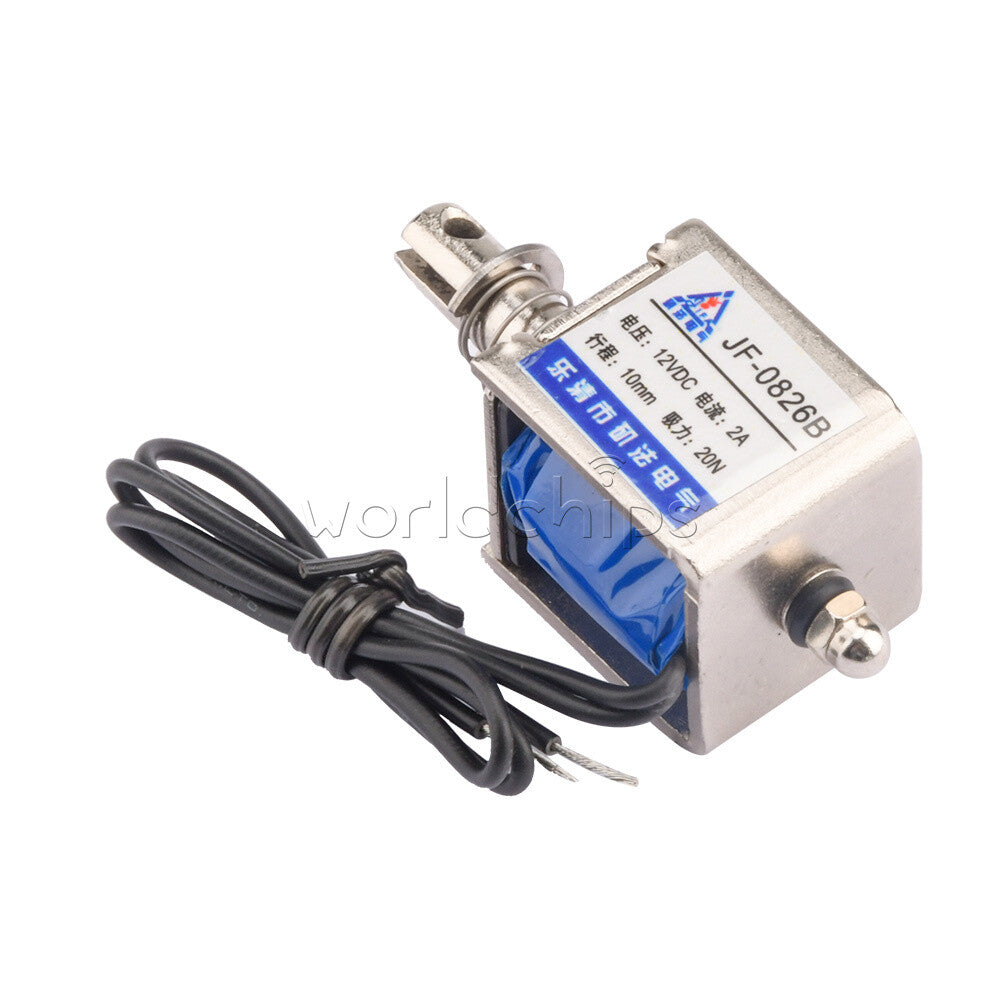 10PC 12V JF-0826B Reset10mm 20N Push Pull Type Open Frame Solenoid Electromagnet