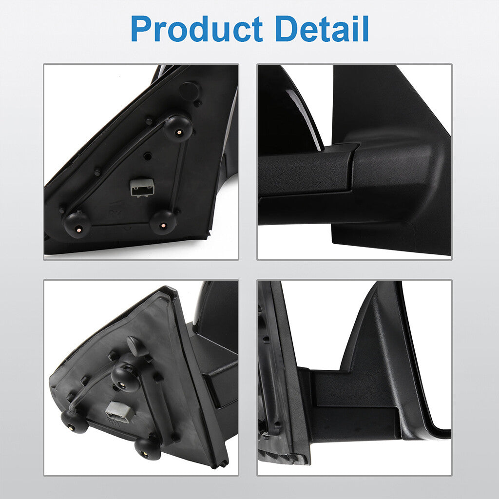 Mirror Power Heated Manual Fold For 07-16 Toyota Tundra Right Side Smooth Black