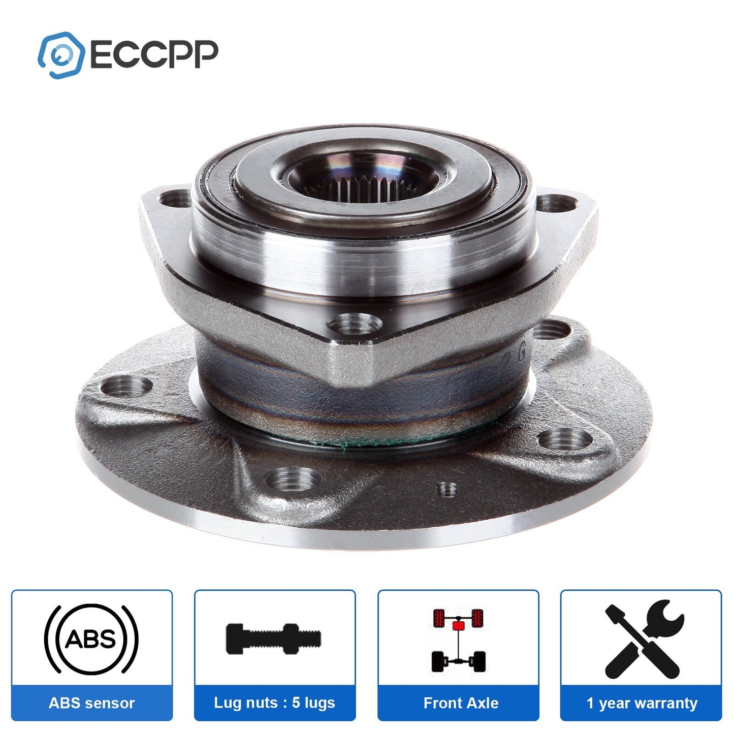 1P Front Wheel Hub Bearing For Audi A3 Volkswagen GTI Eos Rabbit (3-Bolt Flange)
