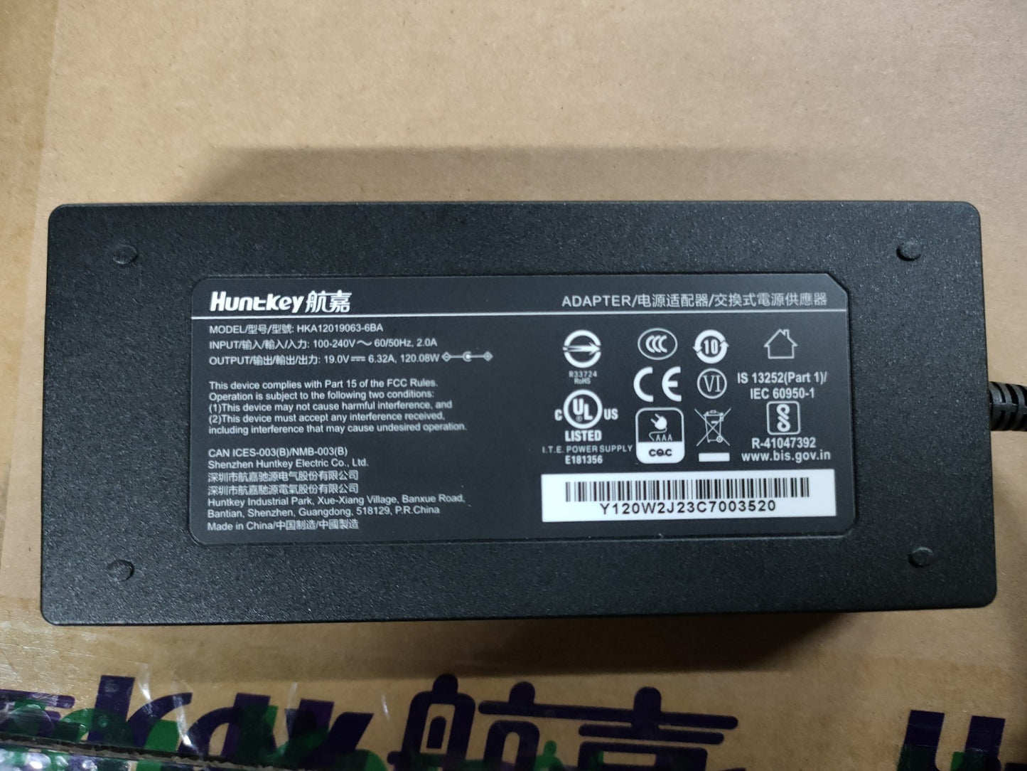 1PC  Adapter power supply HKA12019063-6BA 19V6.32A 120W