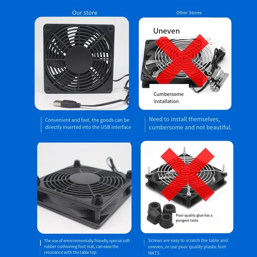 Double Ball Bearing USB Fan 120mm 5V Powered PC Fan for AV Receivers Cabinets