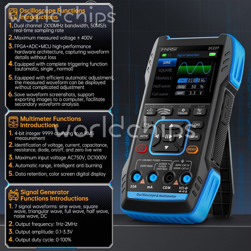 FNIRSI 2C23T / 2C53T Smart Digital Oscilloscope Multimeter Signal Generator