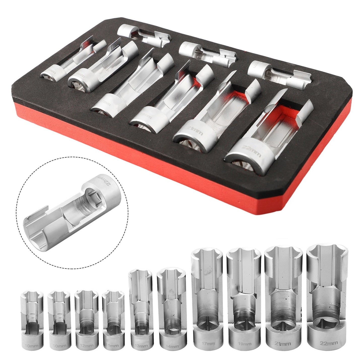 Effortless Temperature Sensor Unit Access 9pcs Fuel Line Socket Wrench Set