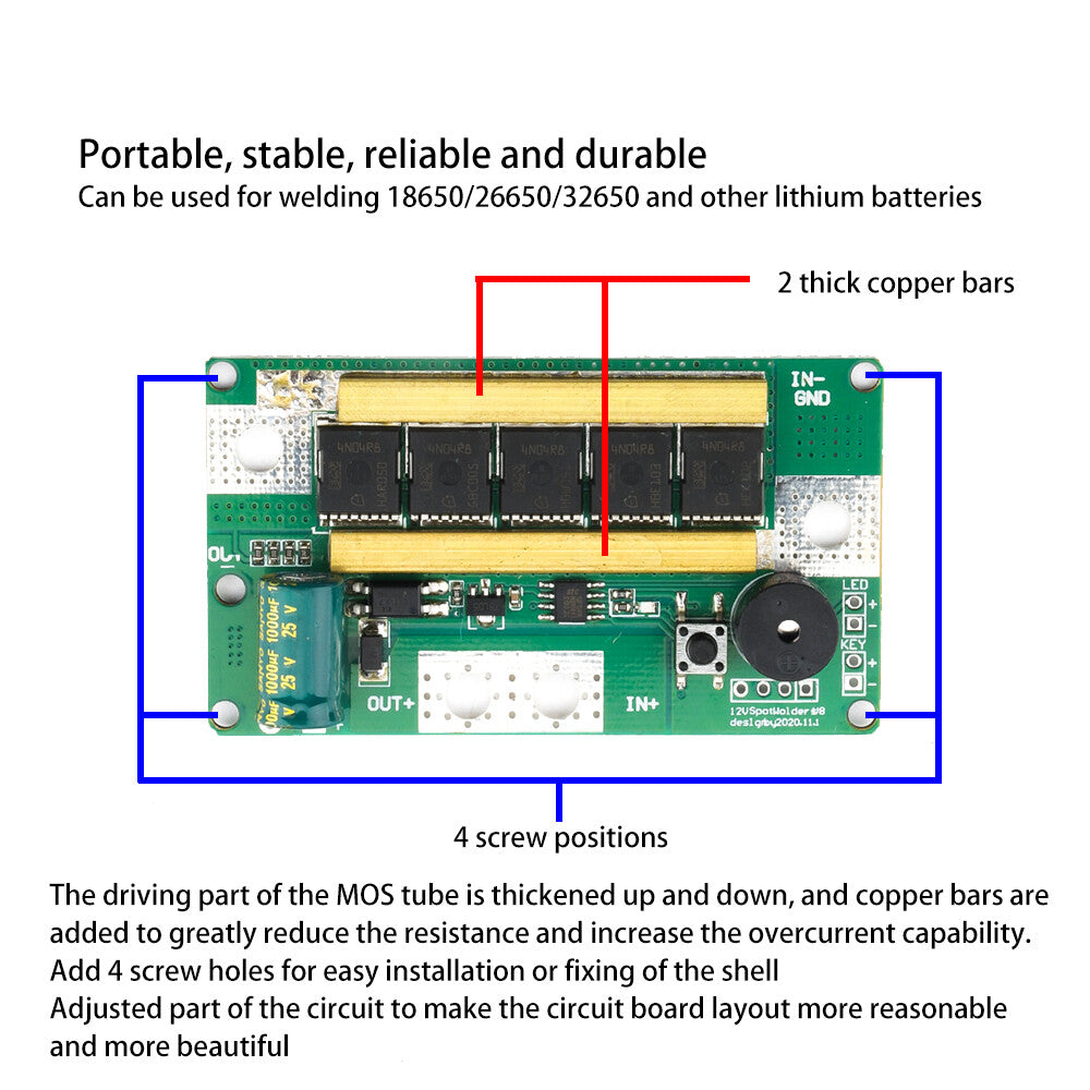 12V 100A~200A Li-ion Battery Spot Welding Machine Control board DIY full Sets