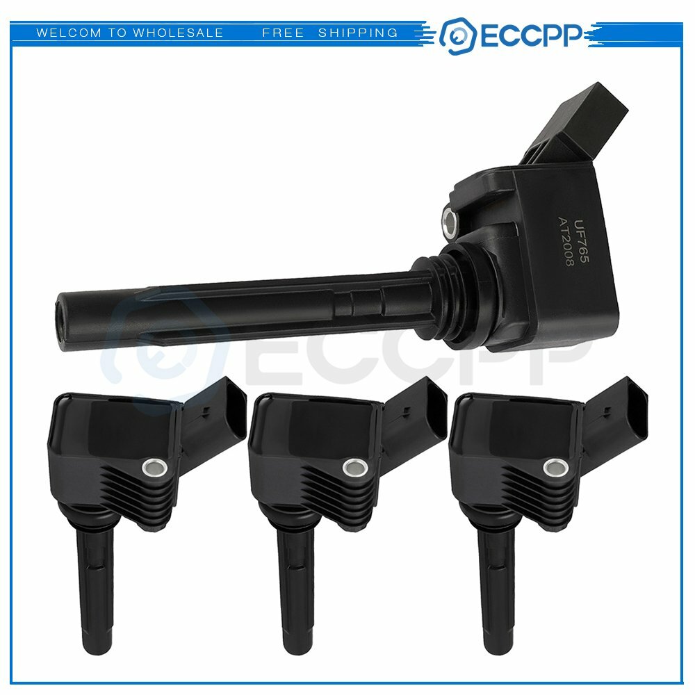 4× UF765 Ignition Coil For VW Jetta Passat Golf Beetle 1.8L 2.0L Audi A3 Q3