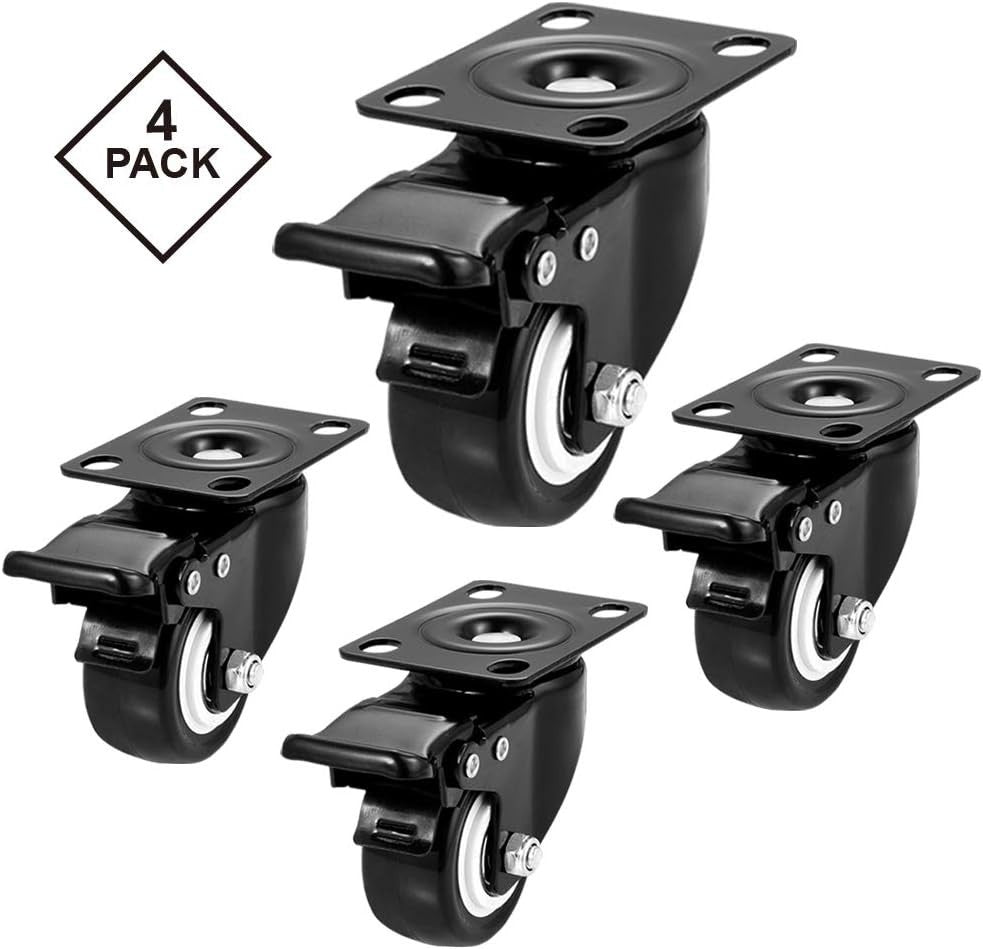 Caster Wheels, 2 Inch Casters, Casters Set of 4 Heavy Duty -  Locking Casters, S
