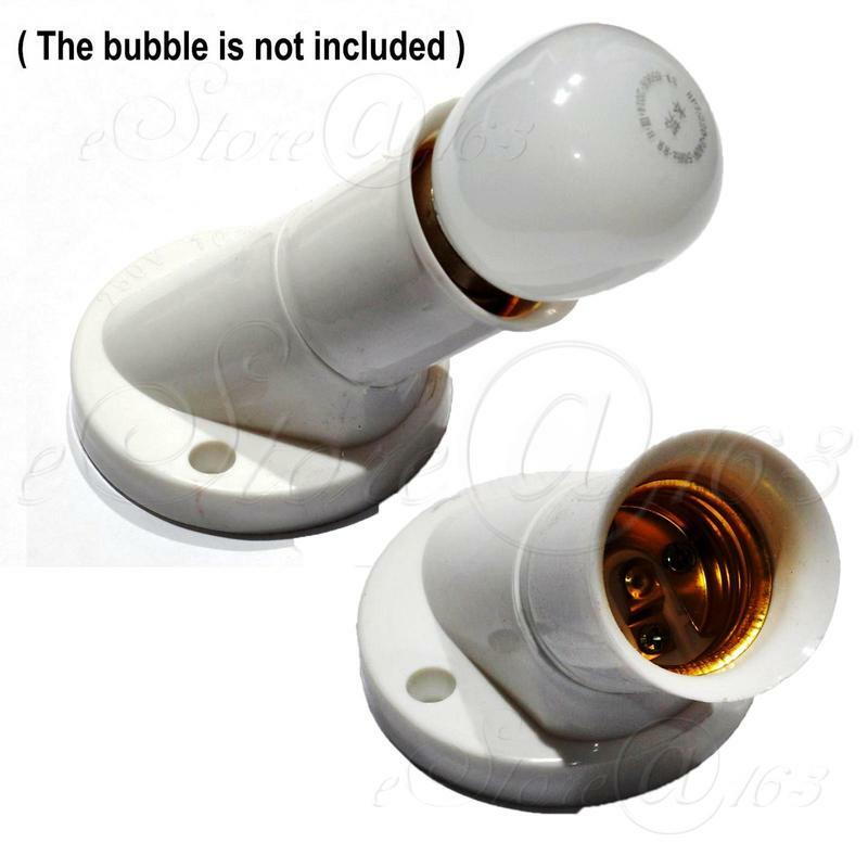 2x E27 Screw Base Round Oblique Wall / Celling Mounted Light Bulb Lamp Socket -B