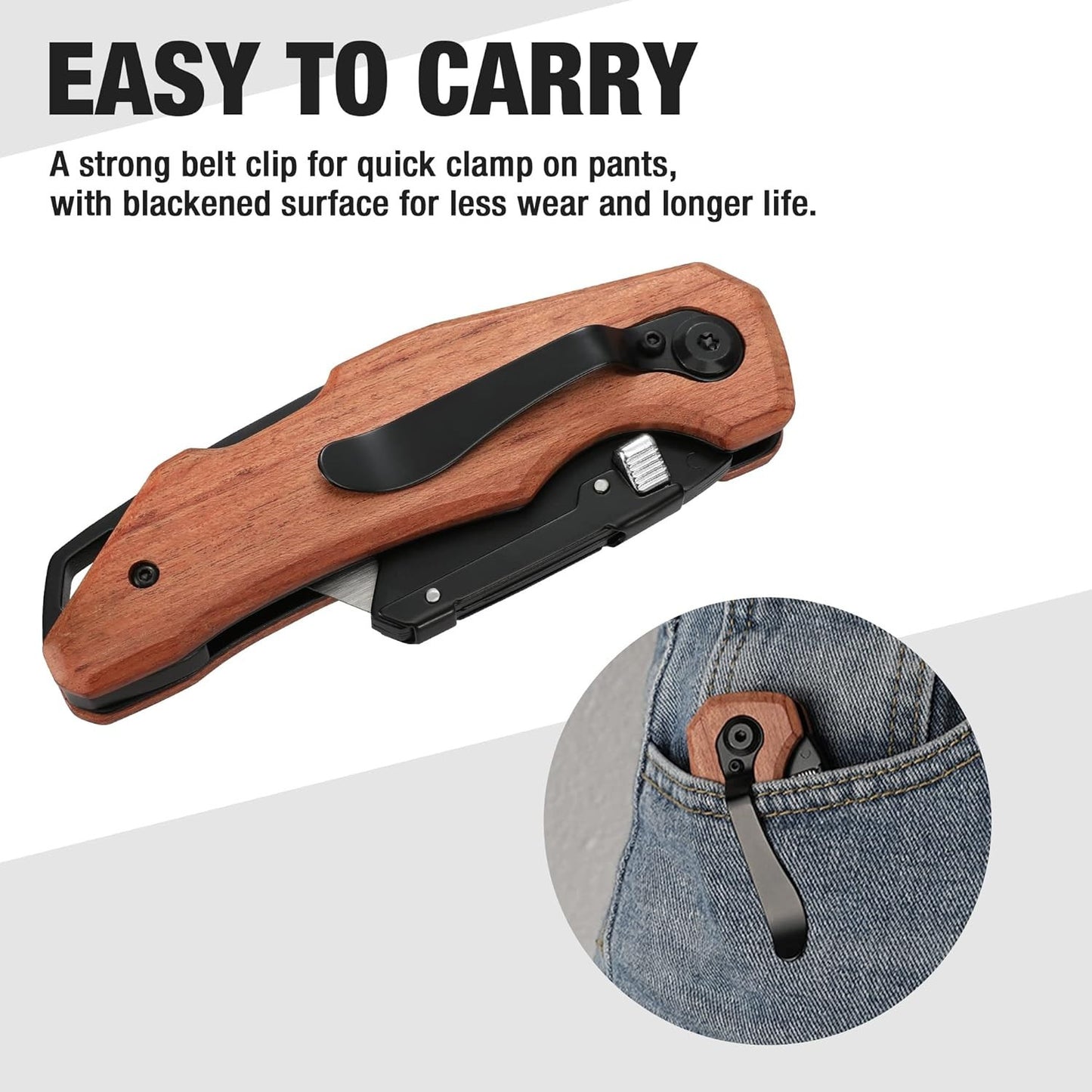 Folding Utility Knife with Stainless Steel Head, Quick-Change Blade & Back Lock,