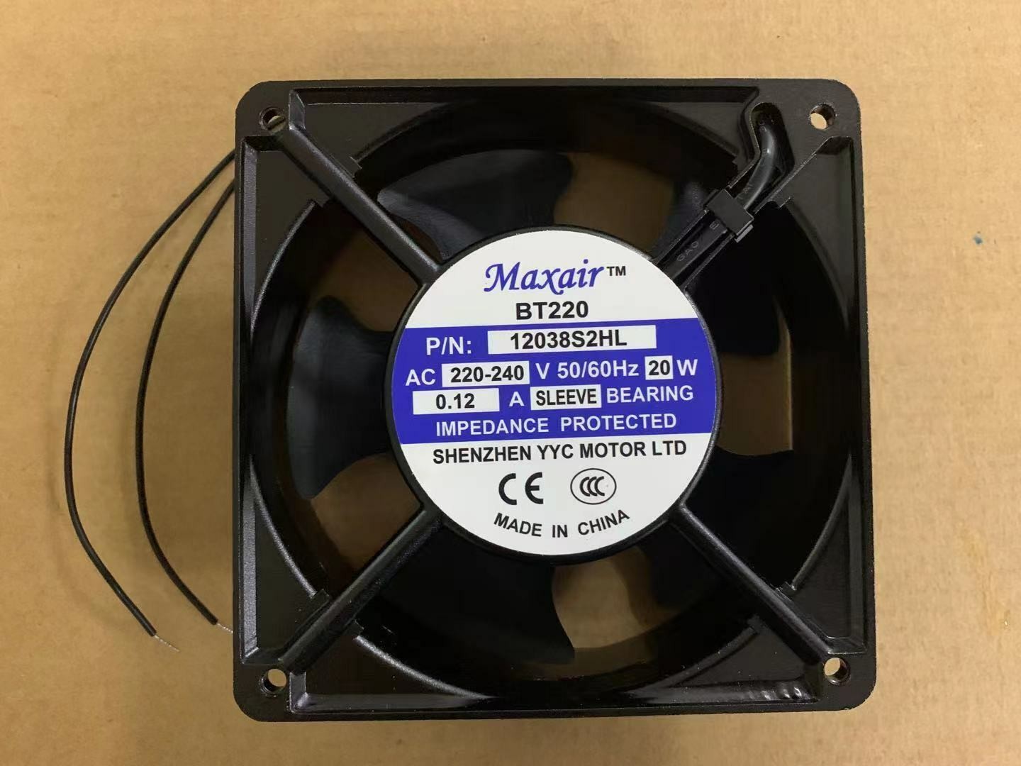 1 PCS Maxair/BT220 Fan 12038S2HL AC 220-240V 20W 0.12A 2 Wire 120×120×38mm
