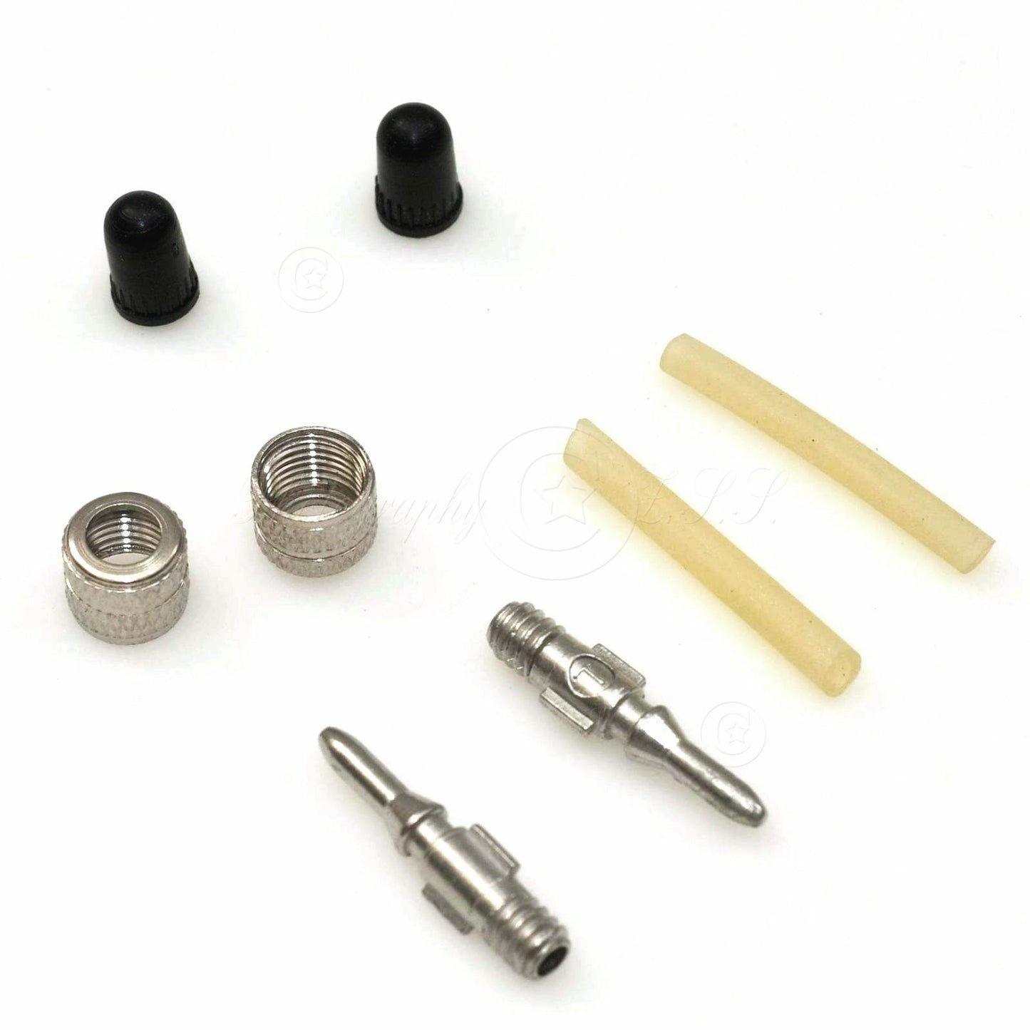 4x English Dunlop Woods Valve Core +Rubber Tube +Caps for Bike Inner Tube Repair