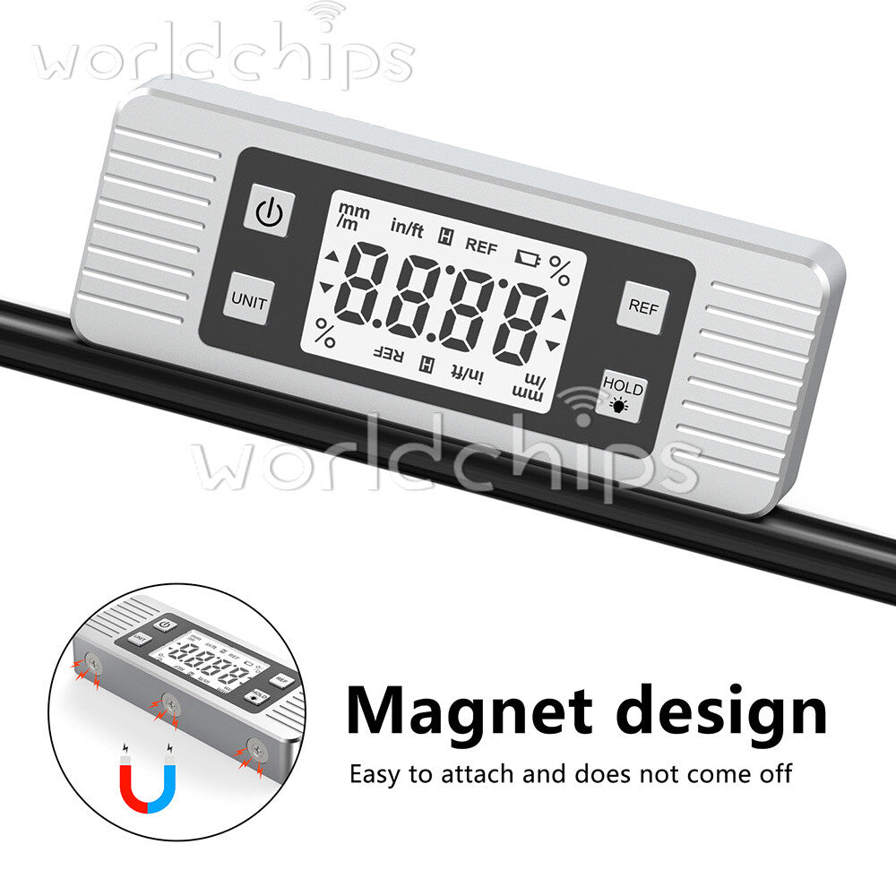 3in1 Protractor Inclinometer Level Ruler 4*90° Digital LCD Display W/ Backlight