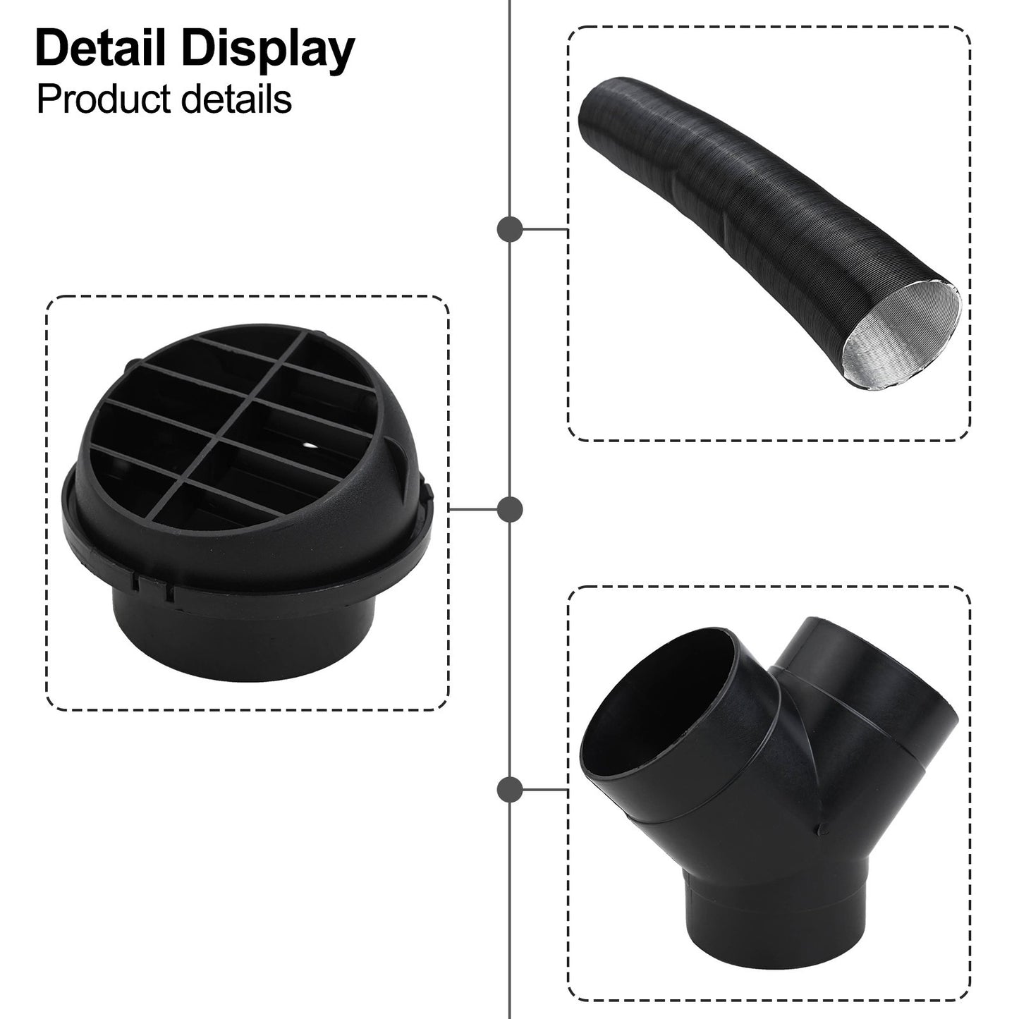 Aluminium Foil Exhaust Duct Set 75mm for Diesel Air Heaters Y Branch Kit