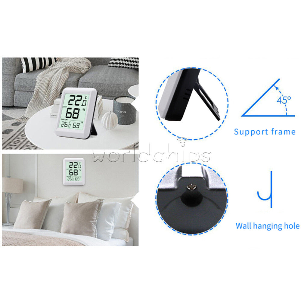 433MHz Digital Wireless Indoor Outdoor Thermo-Hygrometer Humidity Meter White