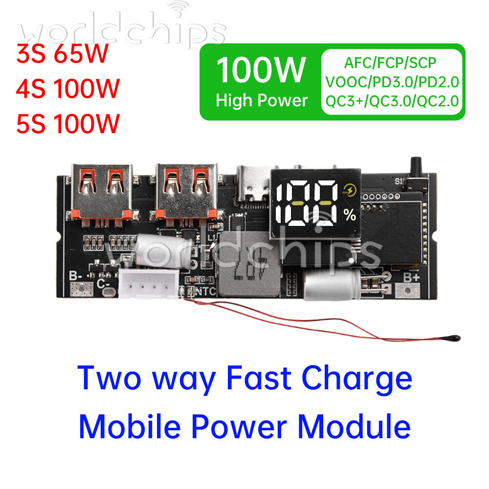 3S 4S 5S 65W 100W 4-USB Two way Fast Charging Module Power Bank Circuit Board