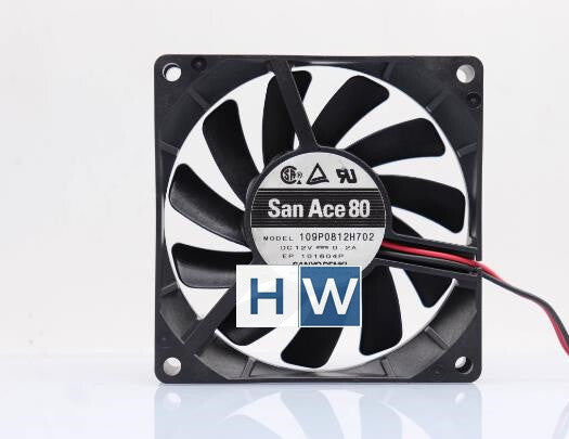 1PC 109P0812H702 2-wire 80*15 8CM Sanyo 12V 0.20A Chassis Power Fan