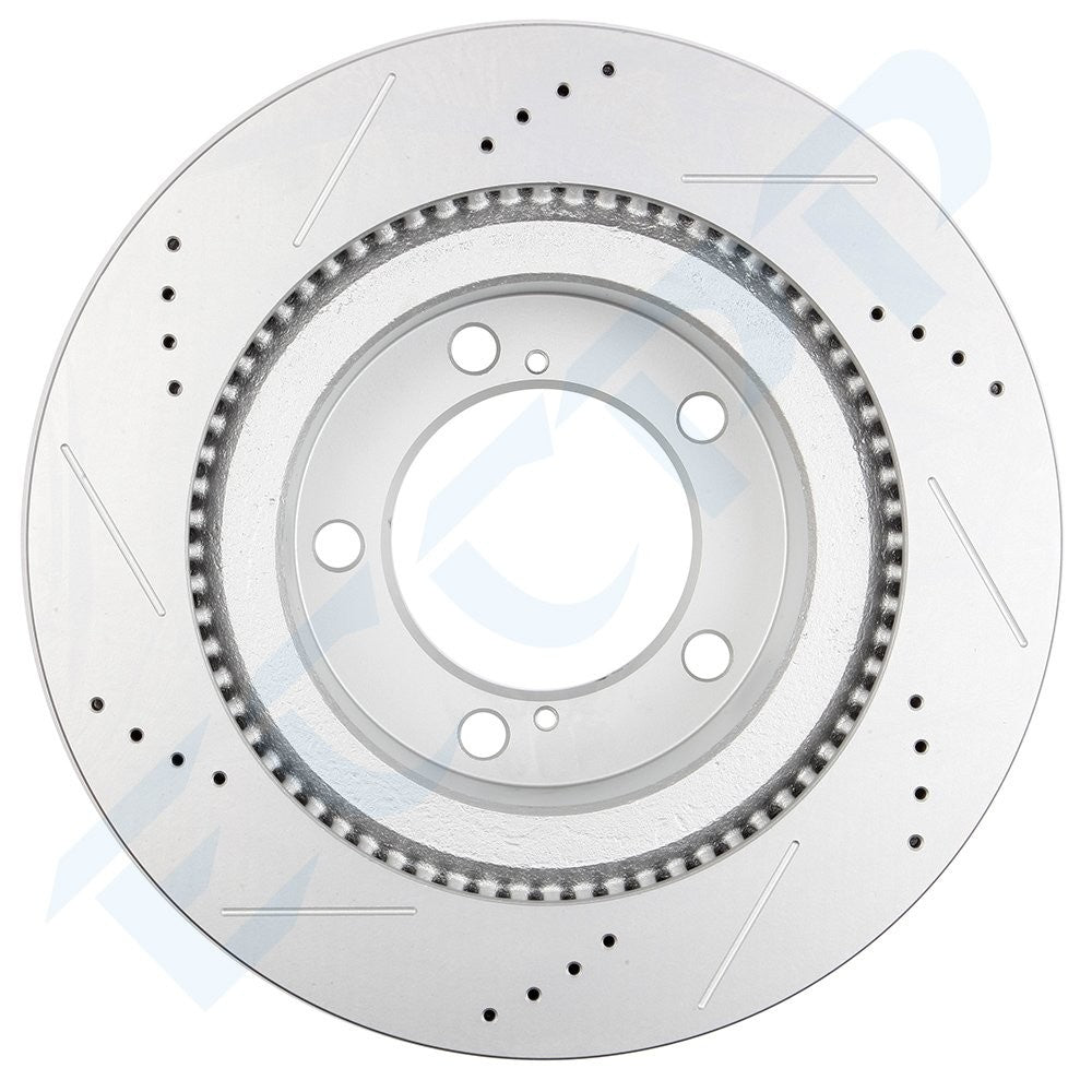 Front Drilled & Slotted Ceramic Brake Pads And Rotors For TOYOTA LAND CRUISER