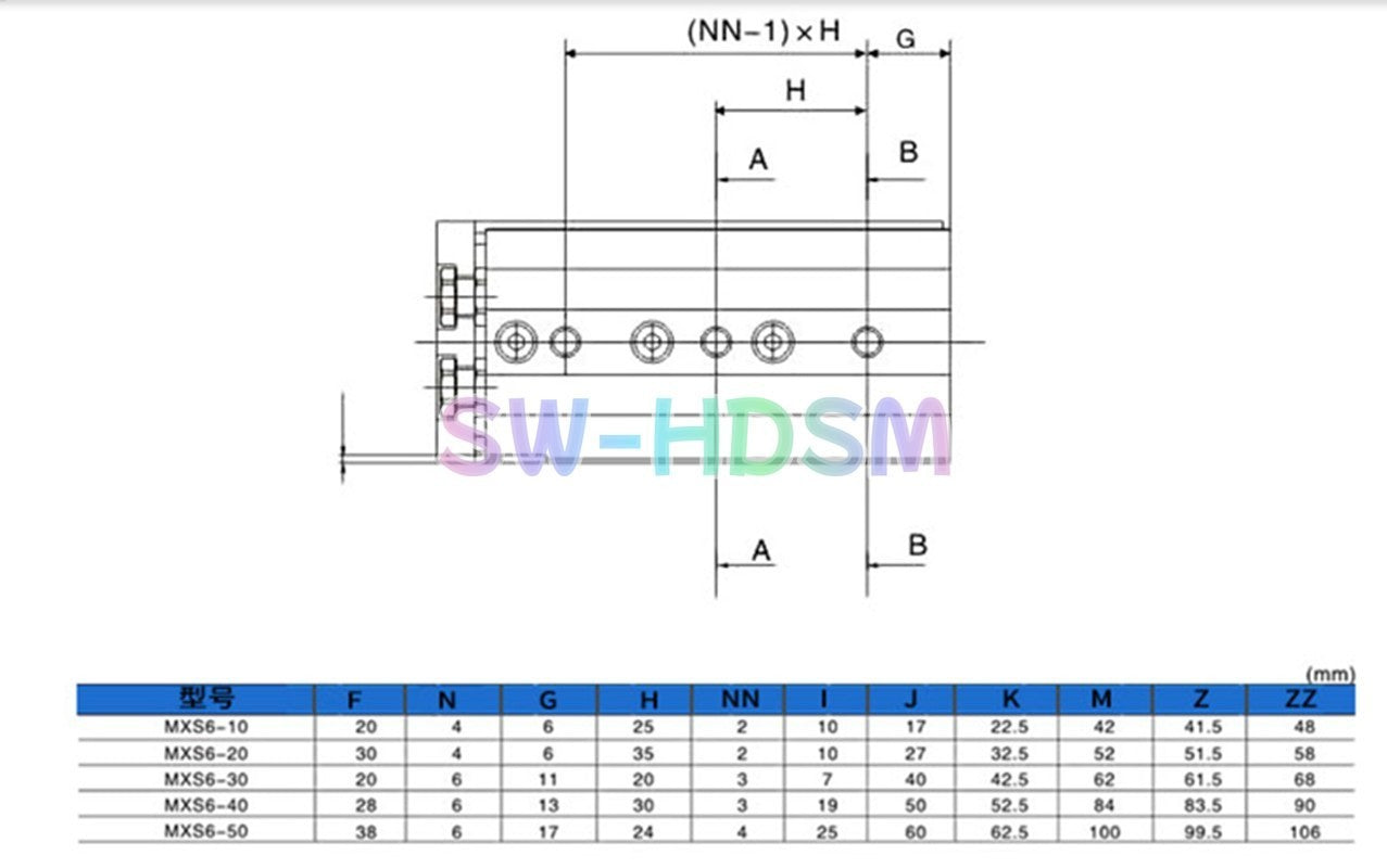 1PCS  for SMC MXS20-75 Table Slide Guided Air Cylinder Type Freight Free