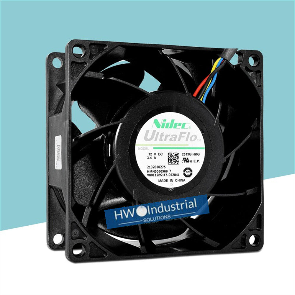 1/piece Nidec V80E12BS1F5-07Z041 4-wire 8038 12V 3.4A 8CM Server Cooling Fan