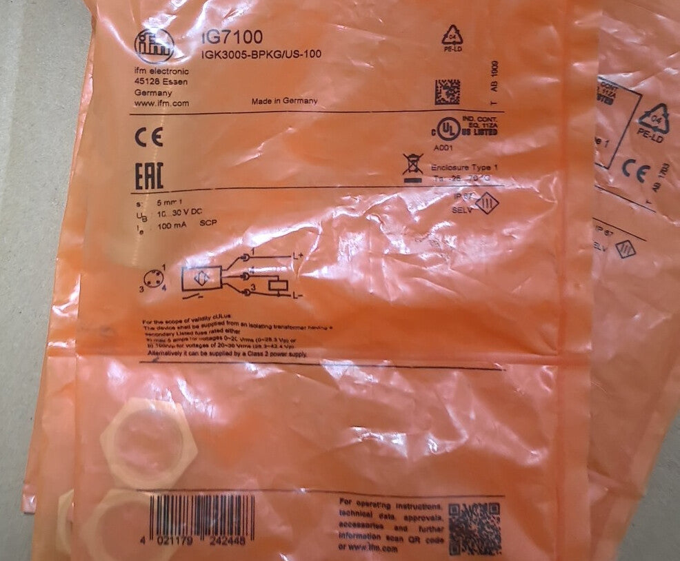 1pcs IFM IGK3005-BPKG/US-100 Proximity Switch IG7100
