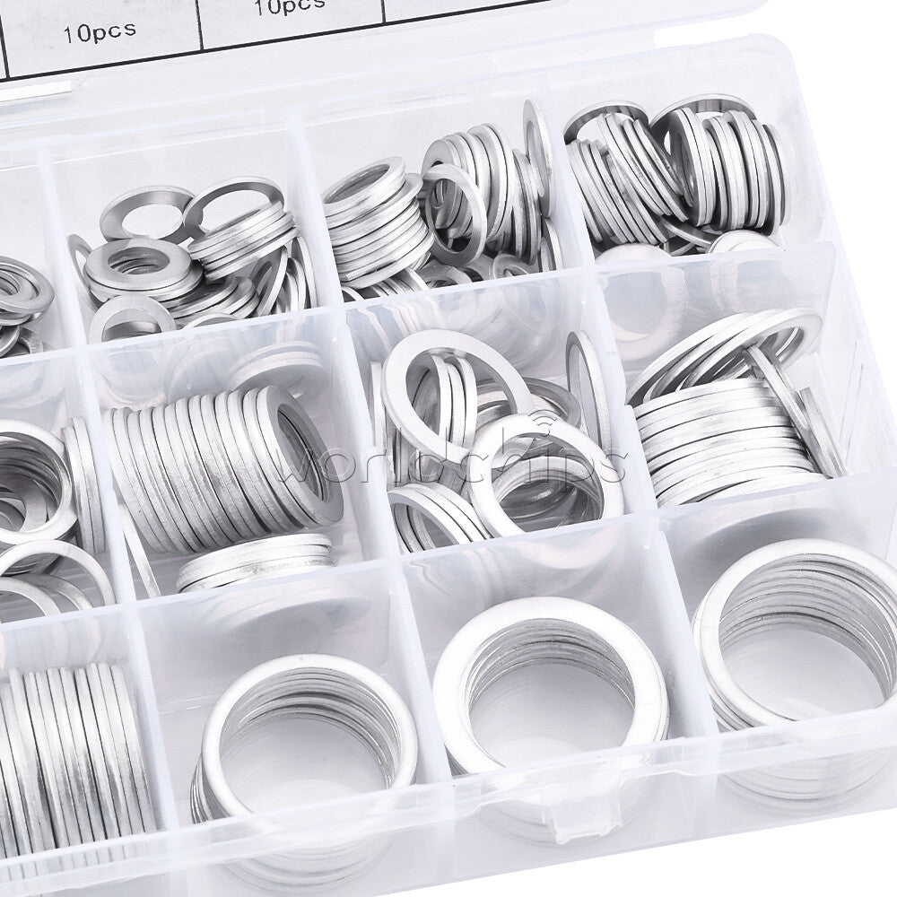 450PCS Set Oil Drain Plug Aluminum Washer Gasket Washer Sealing Ring Assortment