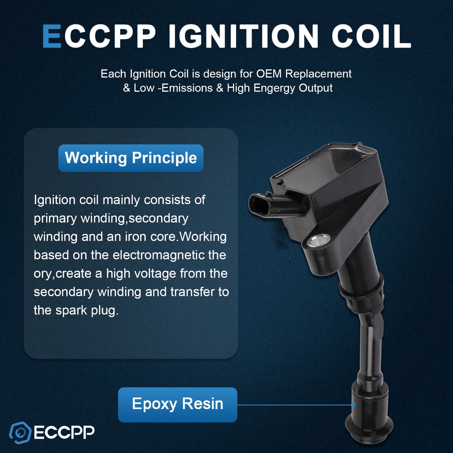 ECCPP 4 Ignition Coils For 2017-2019 Ford Escape 2014-2020 Ford Fusion 1.5L L4