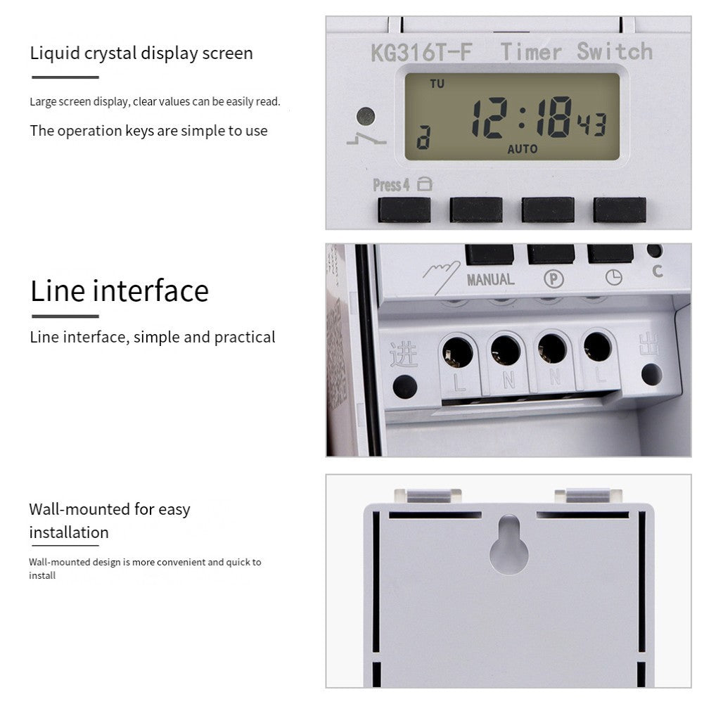 Wall-Mountable Timer Intelligent Timer Home Lighting Control Load Capacity 10A