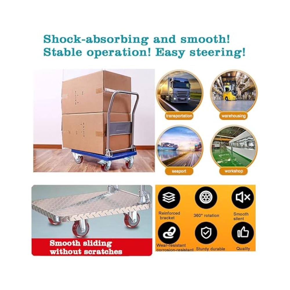 4-Pack 4" Casters with Brakes, 2400lbs Capacity, Swivel, for Furniture