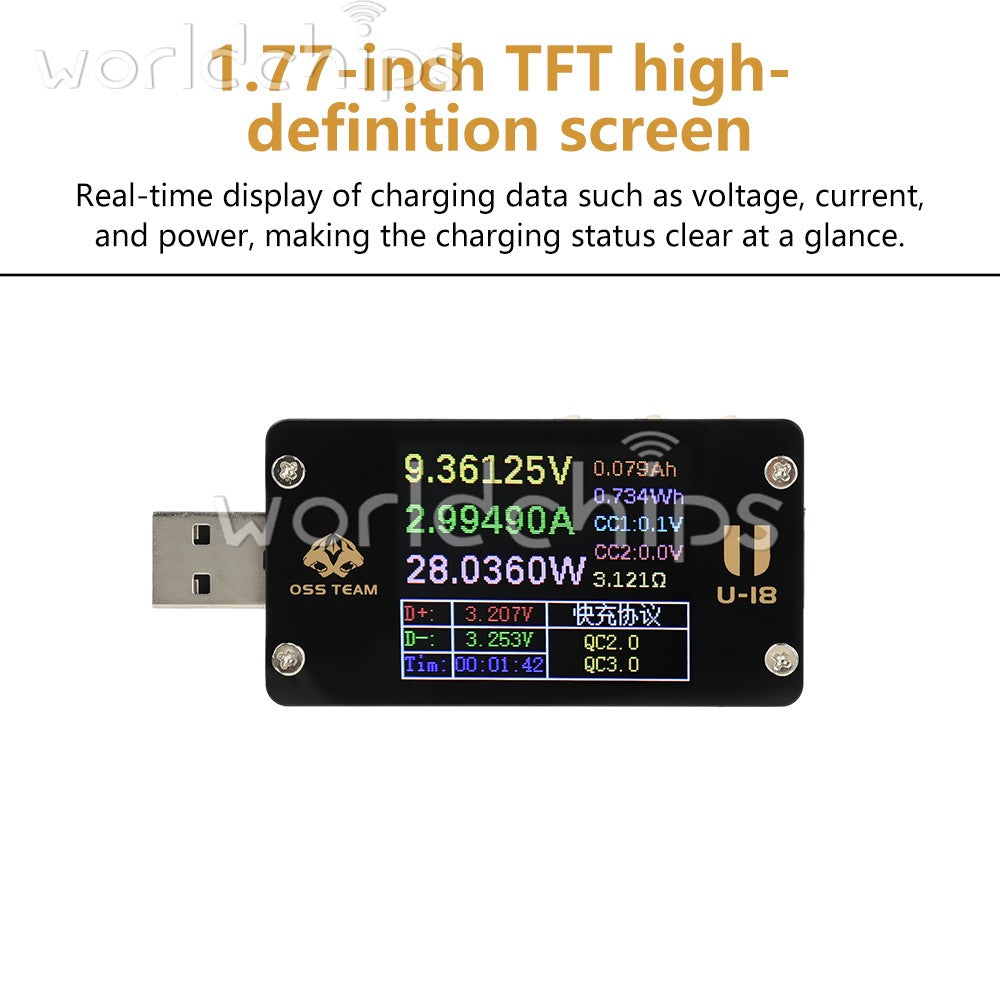 DC 4-25V 6.5A Digital Voltage Current Meter Power Tester USB Charge Detector