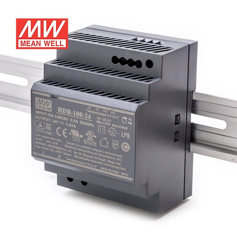 Mean Well HDR-100 Series DIN Rail Power Supply 100W 12V 24V 48V
