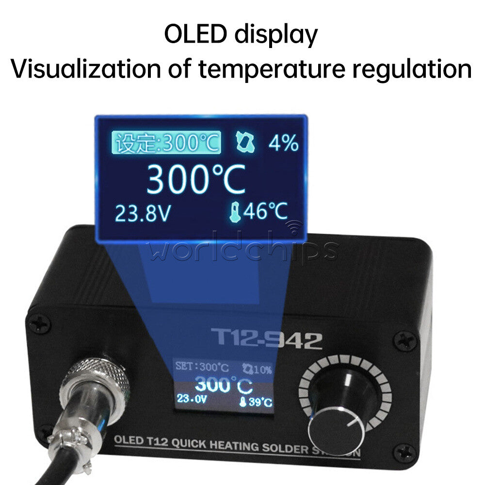 DC12-24V 75W T12-942 Soldering Iron Digital Adjustable Temp Solder Station OLED