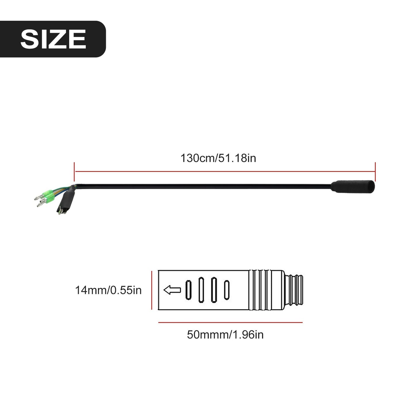 EBike 130cm 9 Pin Female Extension Motor Cable Motor Adapter/With-Hall-Connector