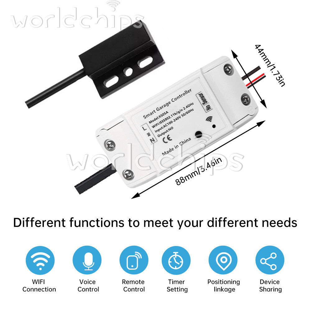 Tuya WIFI Smart Garage Door Controller APP Remote Control Timing Voice Control