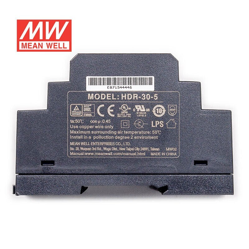 Mean Well HDR-30 Series DIN Rail Power Supply 15W 5V 12V 24V 48V