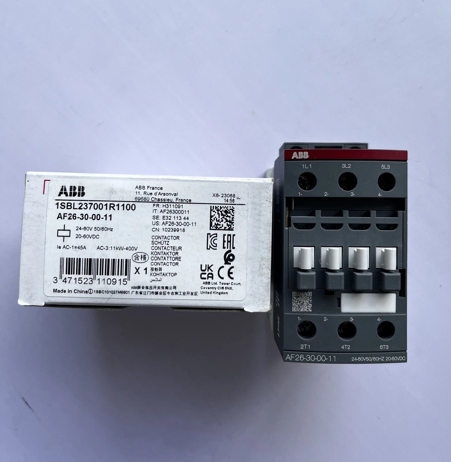 1pc   AF26-30-00-11 ABB CONTACTOR 1SBL237001R1100 24-60V50/60HZ 20-60VDC