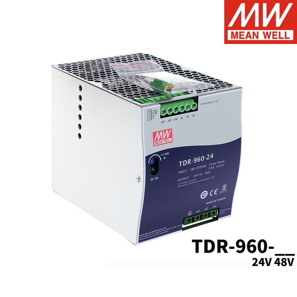 Mean Well Switching Power Supply TDR-960 24V 48V 960W 380V Rail Transformer PFC