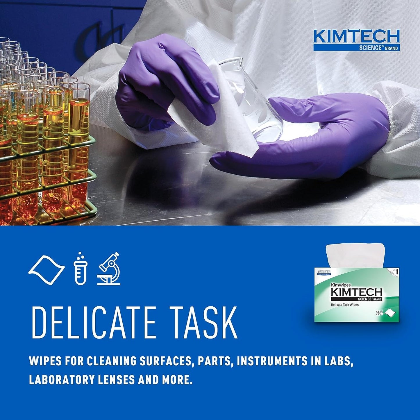 Kimwipes Delicate Task Wipes, Pop-Up Box, 60 Boxes, 17,160 Sheets, Lab