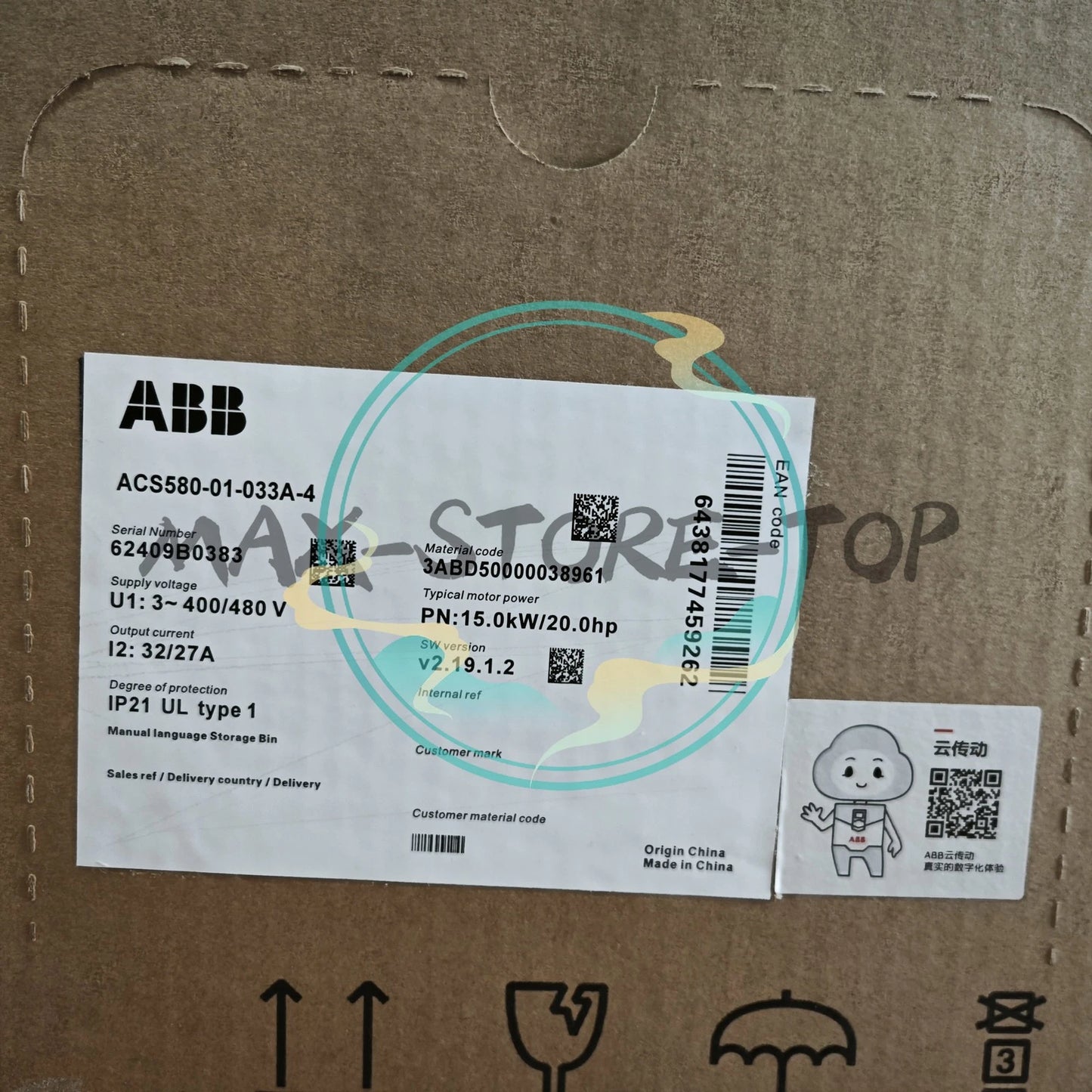 1 PC  ABB ACS580-01-033A-4 Frequency Converter ACS580-01-033A-4 Fast delivery