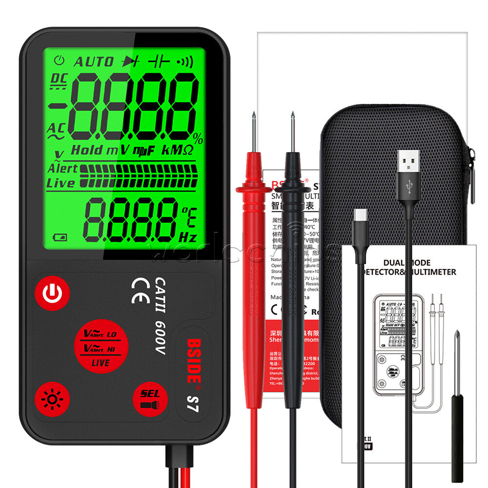BSIDE ADMS7 Digital Backlight Multimeter DC/AC 600V Voltage Detector 6000Counts