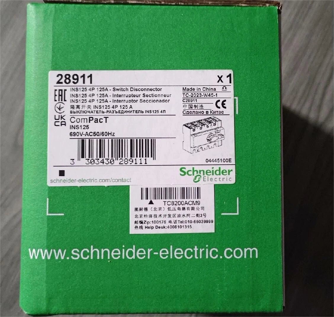 SCHNEIDER  28911  INS125 4P 125A SWITCH-DISCONNECTOR690VAC50/60HZ