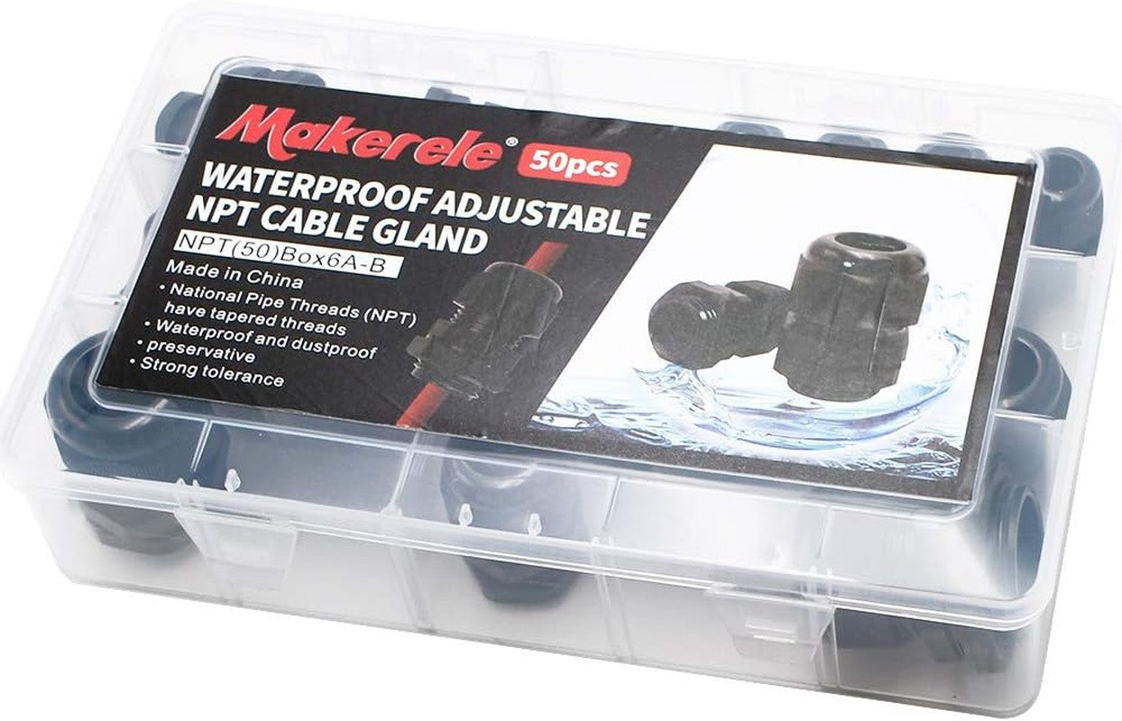 Cord Grip Cable Glands Kit for Electrical Box NPT Waterproof Nylon Strain Relief